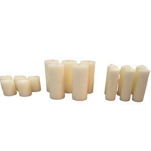 Ivory Pillar Candle Lot Wedding Candles NEW never used 6 inch candles 3 inch